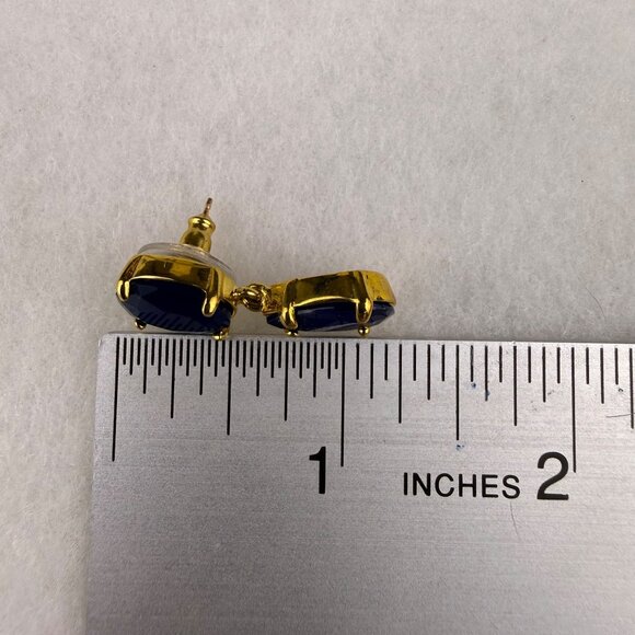 Kate Spade Gold Tone Blue Drop Earrings Stylish Lightweight Fashion Jewelry - Picture 4 of 5